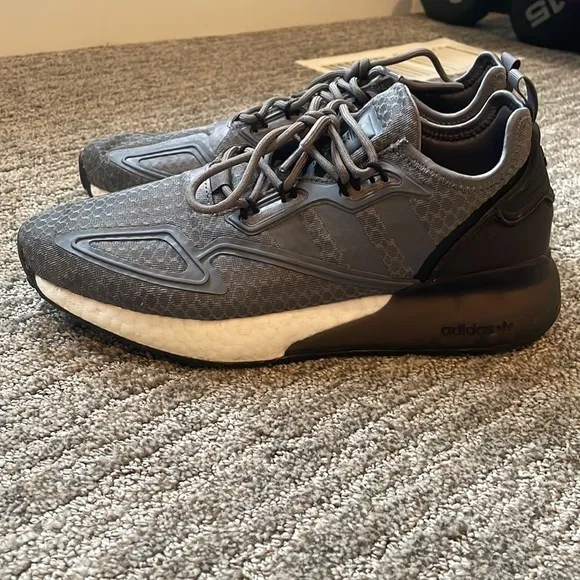 - adidas ZX 2K Boost Shoes Grey Four Cloud White mens size 8