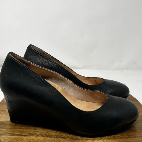 💋 Vionic Antonia Wedge pin up Retro Heels Shoes Black 10 orthopedic comf…