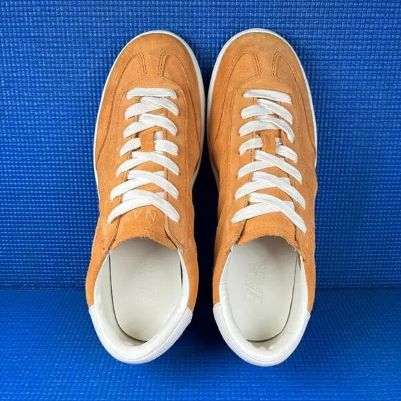 🔴  ZARA NAT Women`s Size 7 Yellow White Suede Comfort Walking Shoes 2697