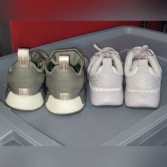 2 pairs Women's Walking/Running Shoes Adidas NMD &amp; New Balance Beaya Raw Silk