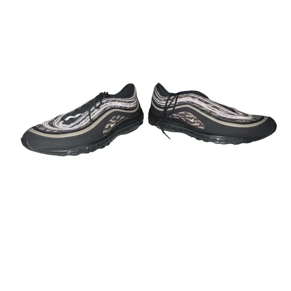 2018 Nike Air Max 97 &quot;Tiger Camo&quot; Black/Metallic Gold Running Shoes Size 12