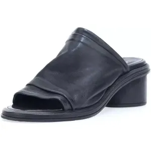 $300 A.S.98 LIOR HEEL MULE SANDAL SLIDE BLOCK LEATHER BLACK 40 (DB35)