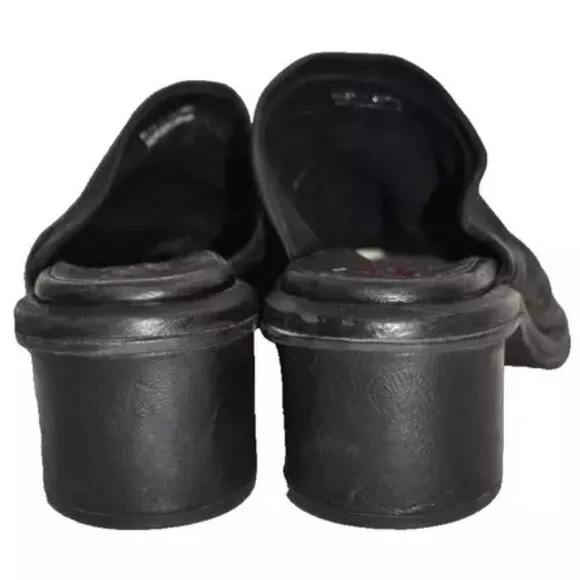 $300 A.S.98 LIOR HEEL MULE SANDAL SLIDE BLOCK LEATHER BLACK 40 (DB35)