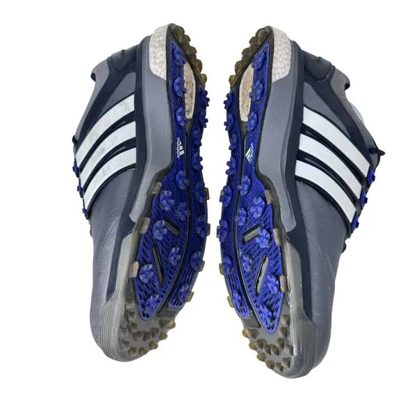 Adidas Adipower Boost Spikes Golf Shoes Mens 11 Gray Round Toe‎ Lace Up Q46922