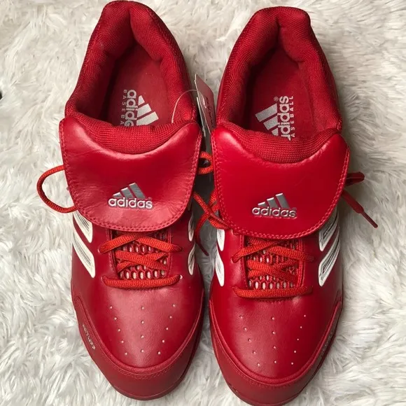 Adidas Diamond King Men's Size 11.5 Baseball Cleats Shoes Sneakers Red&amp; White