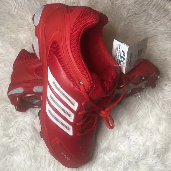 Adidas Diamond King Men's Size 11.5 Baseball Cleats Shoes Sneakers Red&amp; White