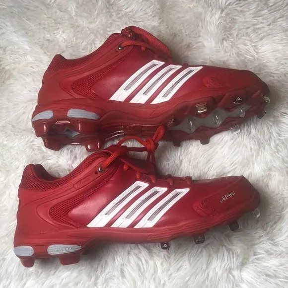 Adidas Diamond King Men's Size 11.5 Baseball Cleats Shoes Sneakers Red&amp; White