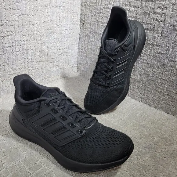 Adidas EQ21 Run Men's Size 10 US Triple Black Athletic Running Shoes H00521
