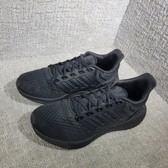 Adidas EQ21 Run Men's Size 10 US Triple Black Athletic Running Shoes H00521