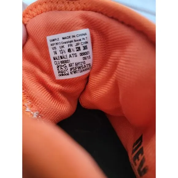 Adidas NBA Techfit Boost Shoes Size 14 Orange Signed 2015 RARE DEV SAMPLE