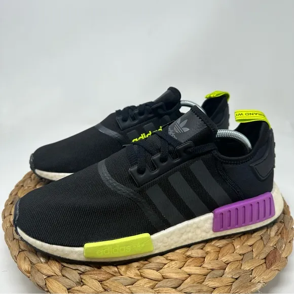 Adidas NMD R1 Mens Black Purple Athletic Running Shoes Sneakers Size 11