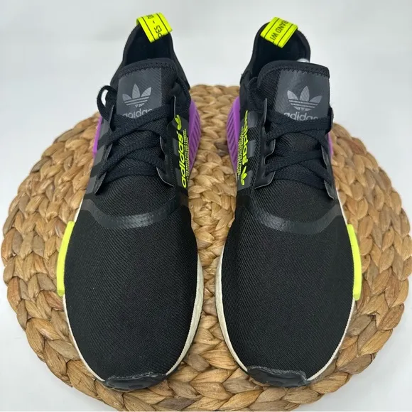 Adidas NMD R1 Mens Black Purple Athletic Running Shoes Sneakers Size 11