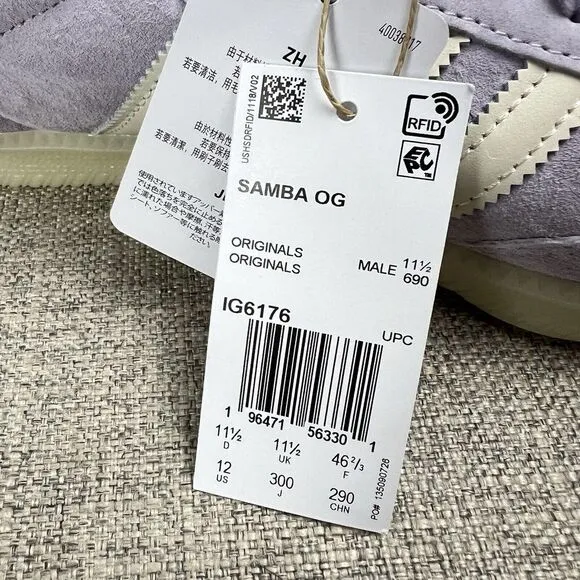 Adidas Samba OG Shoes Silver Dawn Purple IG6176 Mens Size 12