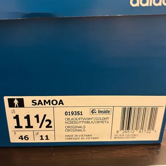 Adidas Samoa shoes sneakers new black white 019351 Mens Size 11.5
