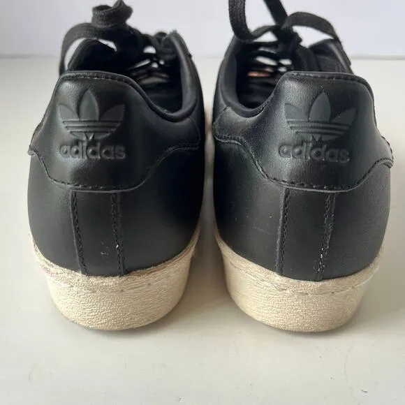 Adidas Superstar 80s Metal Toe TF Shoes Womens 7.5 black copper Toe Bling Glam