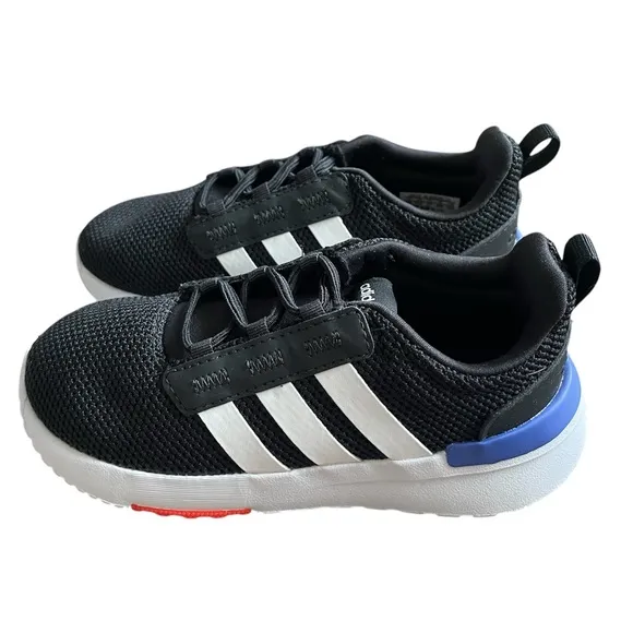 Adidas TK Racer Toddler Boy Shoes Black and White Sneakers 10K Brand New