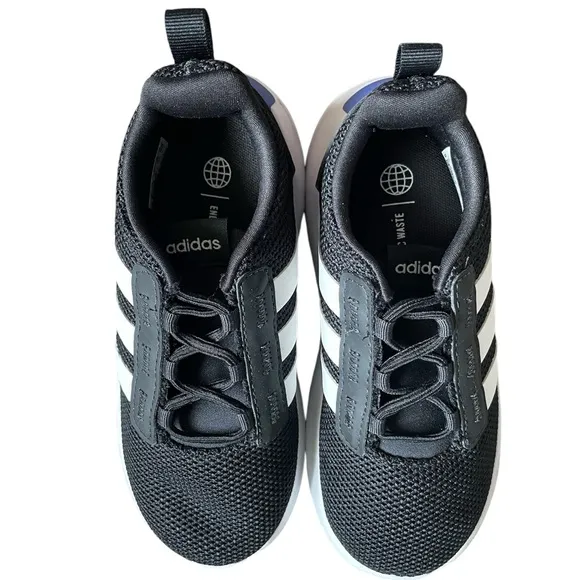 Adidas TK Racer Toddler Boy Shoes Black and White Sneakers 10K Brand New