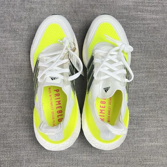 Adidas UltraBoost 21 J 'White Solar Yellow' Running Shoes Mens 6 / Womens 7
