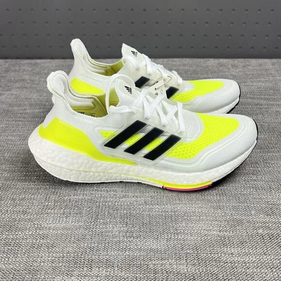 Adidas UltraBoost 21 J 'White Solar Yellow' Running Shoes Mens 6 / Womens 7