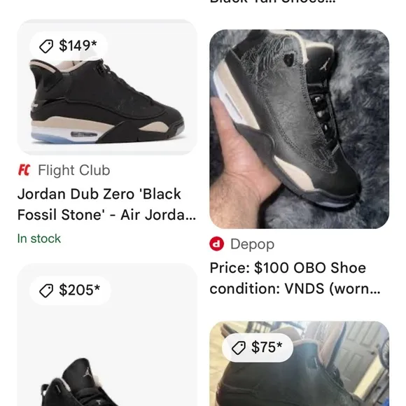 Air Jordan Dub Zero Black/Fossil Shoes (Boys Size: 5.5Y) (Womens Size: 7)