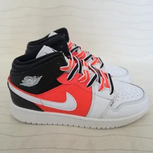 Air Jordan Youth 1 Mid SE White Infrared Black Shoes Sneakers FB4417-016 Size 5Y