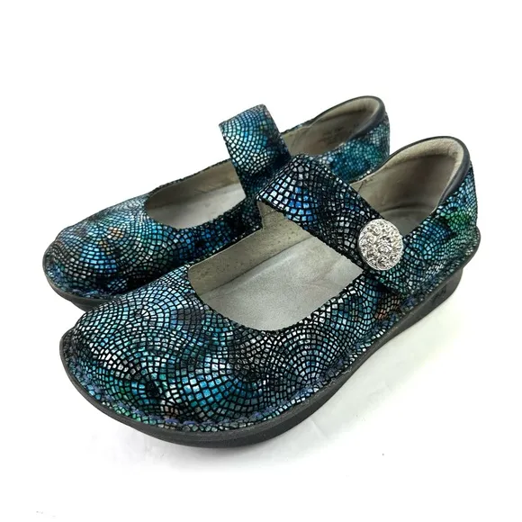 Alegria Paloma Fandamonium Mary Jane Shoes 37 Blue Leather Comfort Womens