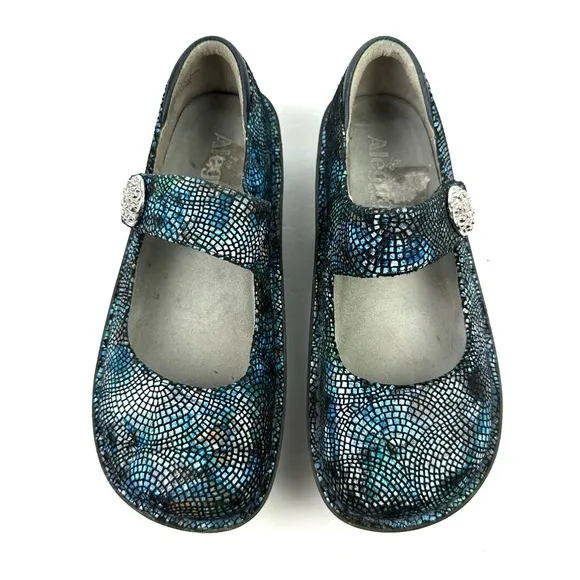 Alegria Paloma Fandamonium Mary Jane Shoes 37 Blue Leather Comfort Womens