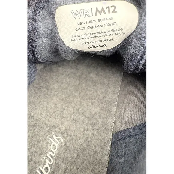 Allbirds Wool Runner Mizzles Men’s Sz 12 Navy Blue Water Repellent Running Shoes