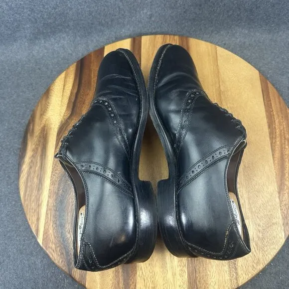 Allen Edmonds All Leather Black Saddle Polo Oxford Dress Work Shoes 8201 Sz 9E