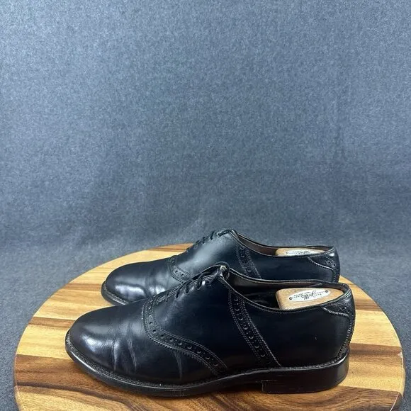 Allen Edmonds All Leather Black Saddle Polo Oxford Dress Work Shoes 8201 Sz 9E
