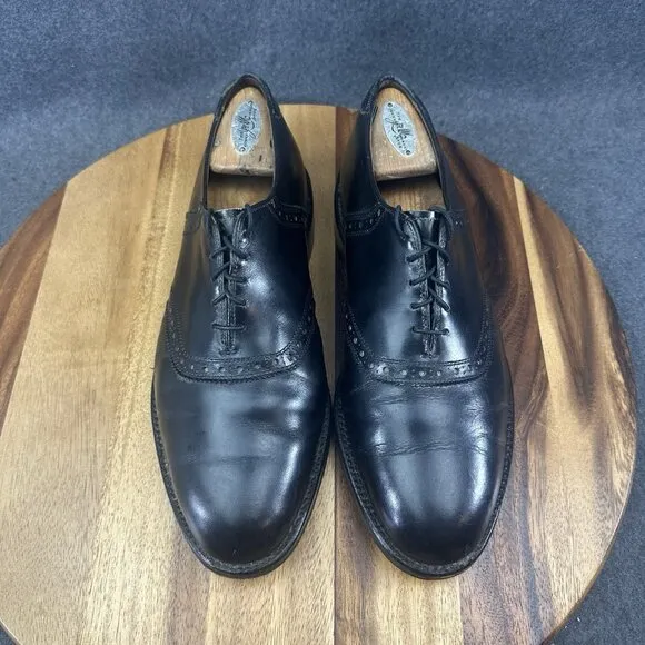 Allen Edmonds All Leather Black Saddle Polo Oxford Dress Work Shoes 8201 Sz 9E