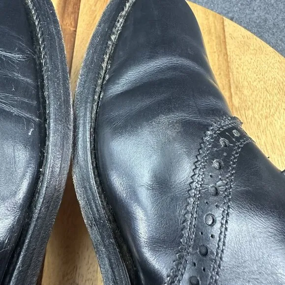 Allen Edmonds All Leather Black Saddle Polo Oxford Dress Work Shoes 8201 Sz 9E