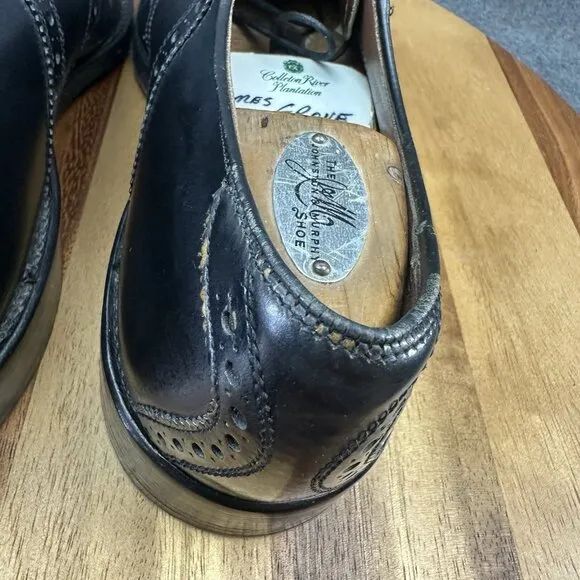 Allen Edmonds All Leather Black Saddle Polo Oxford Dress Work Shoes 8201 Sz 9E