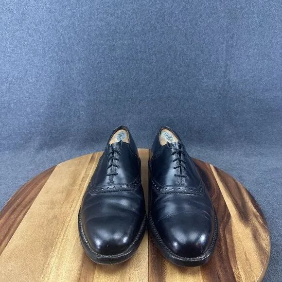 Allen Edmonds All Leather Black Saddle Polo Oxford Dress Work Shoes 8201 Sz 9E
