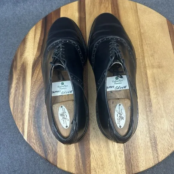 Allen Edmonds All Leather Black Saddle Polo Oxford Dress Work Shoes 8201 Sz 9E