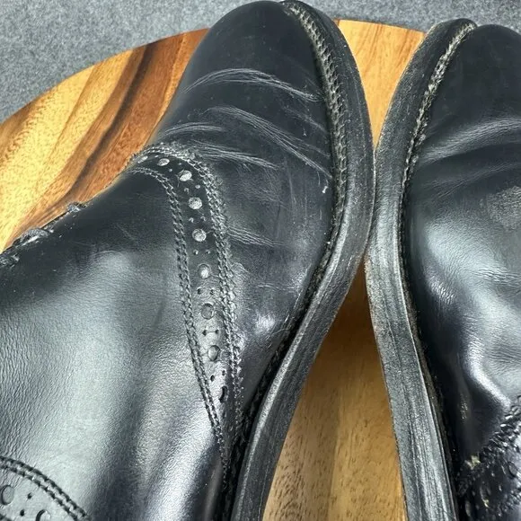 Allen Edmonds All Leather Black Saddle Polo Oxford Dress Work Shoes 8201 Sz 9E