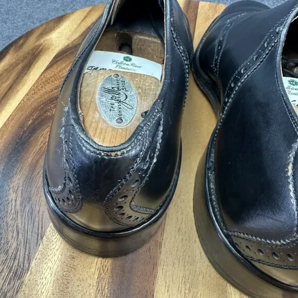 Allen Edmonds All Leather Black Saddle Polo Oxford Dress Work Shoes 8201 Sz 9E