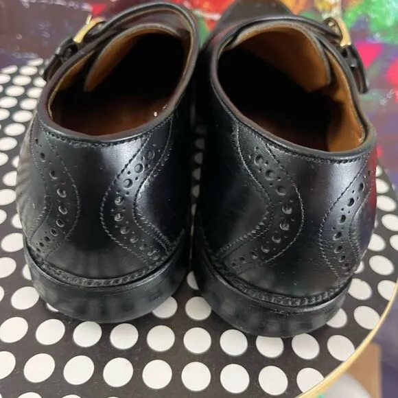 Allen Edmonds Dress Shoes Mens 9 D Black HILLSBORO Leather Cap Toe Monk Strap