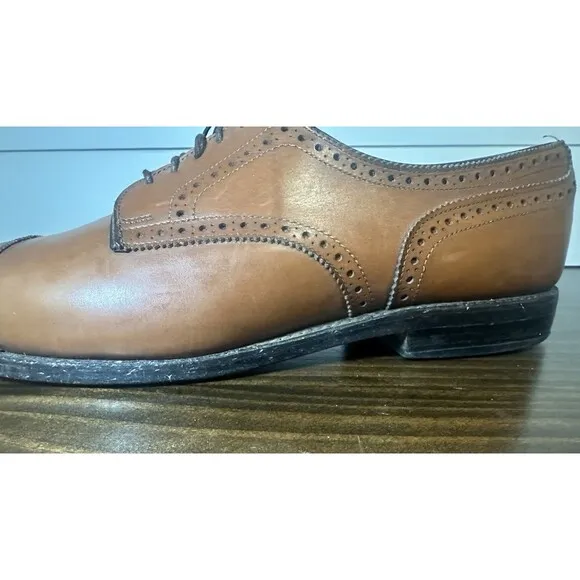 ALLEN EDMONDS Sanford Brogue Oxford Brown Cap Toe Dress Shoes Men's 12 AA
