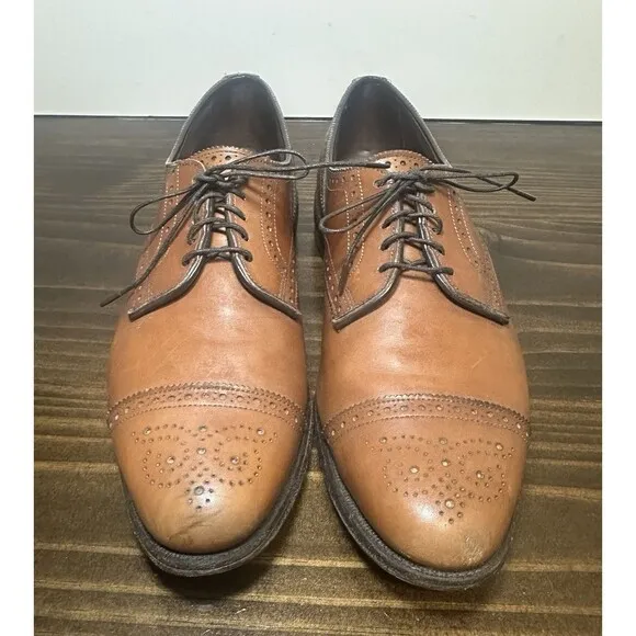ALLEN EDMONDS Sanford Brogue Oxford Brown Cap Toe Dress Shoes Men's 12 AA