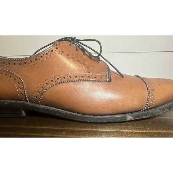 ALLEN EDMONDS Sanford Brogue Oxford Brown Cap Toe Dress Shoes Men's 12 AA
