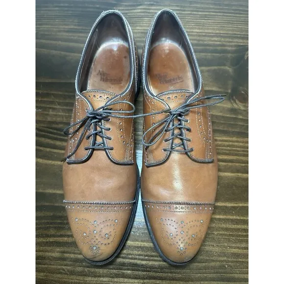 ALLEN EDMONDS Sanford Brogue Oxford Brown Cap Toe Dress Shoes Men's 12 AA
