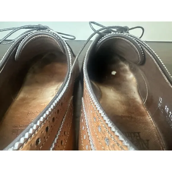 ALLEN EDMONDS Sanford Brogue Oxford Brown Cap Toe Dress Shoes Men's 12 AA