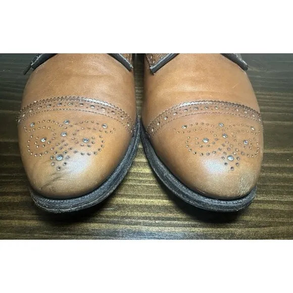 ALLEN EDMONDS Sanford Brogue Oxford Brown Cap Toe Dress Shoes Men's 12 AA