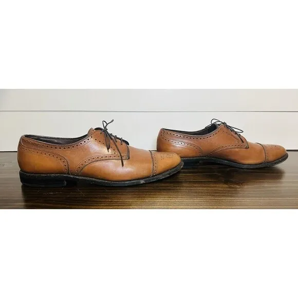 ALLEN EDMONDS Sanford Brogue Oxford Brown Cap Toe Dress Shoes Men's 12 AA