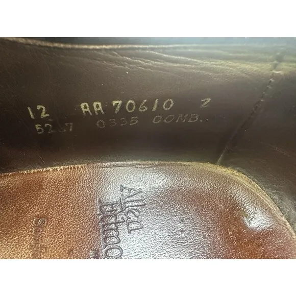 ALLEN EDMONDS Sanford Brogue Oxford Brown Cap Toe Dress Shoes Men's 12 AA