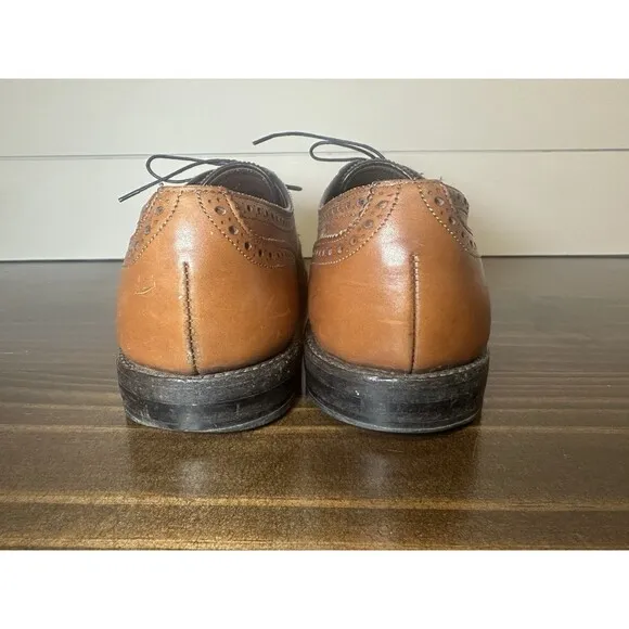 ALLEN EDMONDS Sanford Brogue Oxford Brown Cap Toe Dress Shoes Men's 12 AA