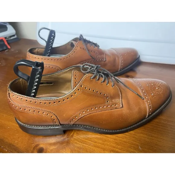 Allen Edmonds Shoes Sanford Mens Size 11 E  Brown Leather Brogue Cap Toe Oxford