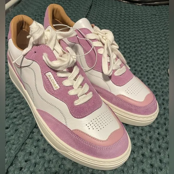 ALOHAS TB.87 Women's White &amp; Purple Rubber‎ Sole Low Top Anthropologie NWOT