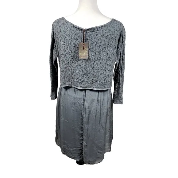 Amanti Women's size Small Steel Blue Silk Dress NWT